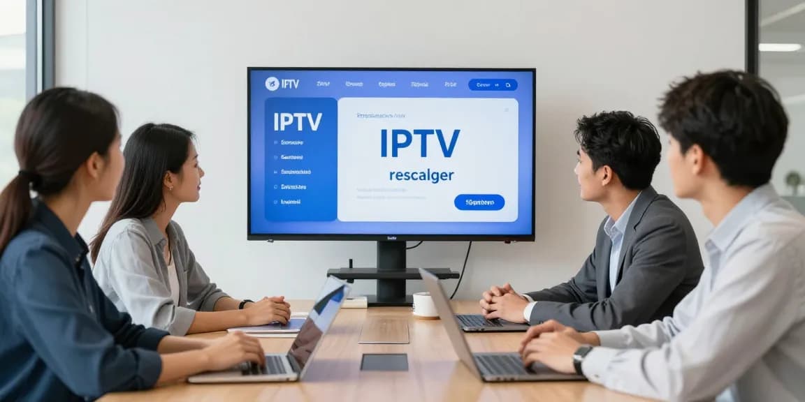Trusted IPTV subscription provider discussing options with local clients in a professional setting.
