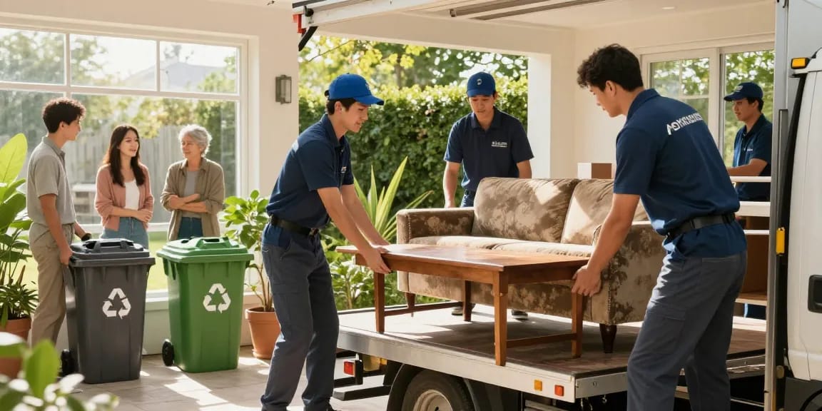 Efficient london house clearance team removing old furniture and rubbish from a home.