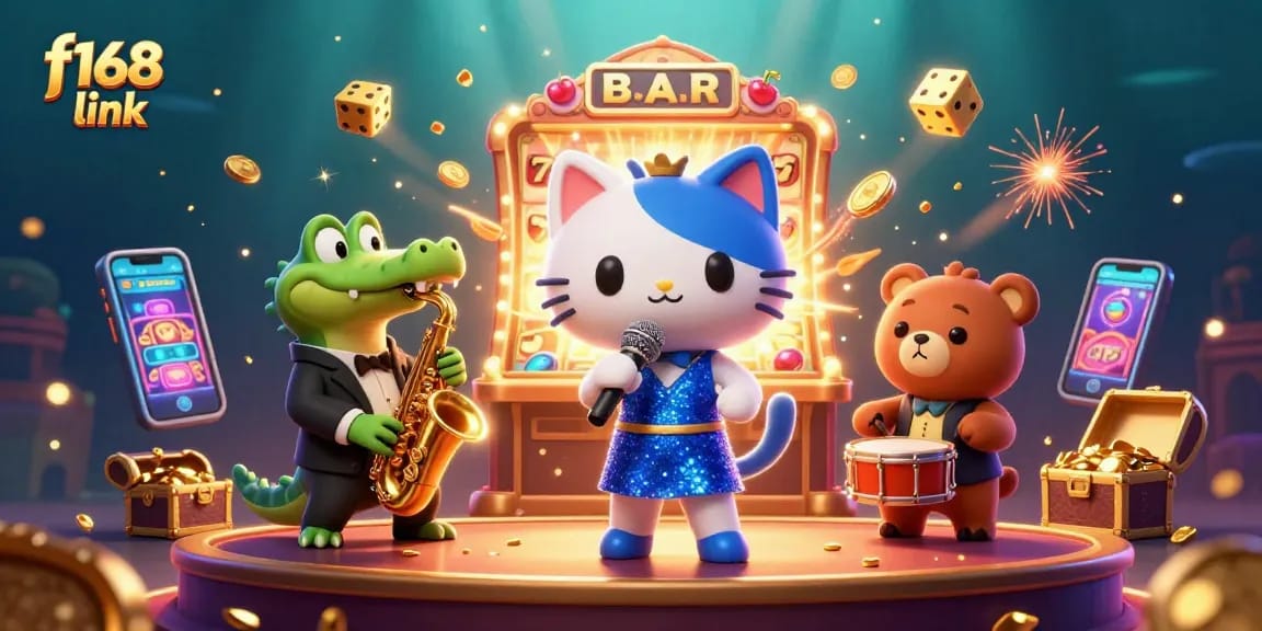Experience the vibrant entertainment of f168 link, featuring a lively casino scene with engaging characters.