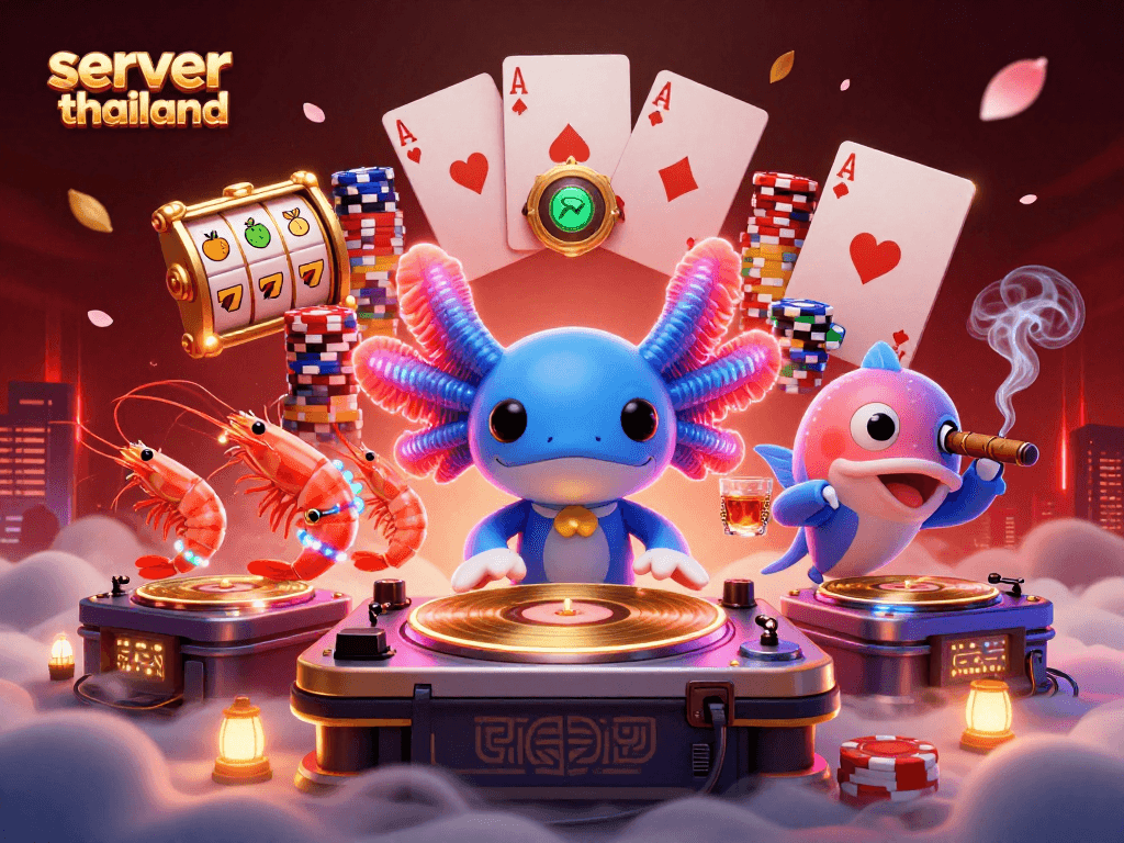 Experience the excitement of server thailand with vibrant slot reels and dynamic underwater DJ scene.