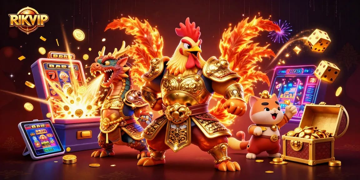 Engage with RIKVIP's thrilling slot games and dynamic gameplay, featuring vibrant characters and rich visuals.