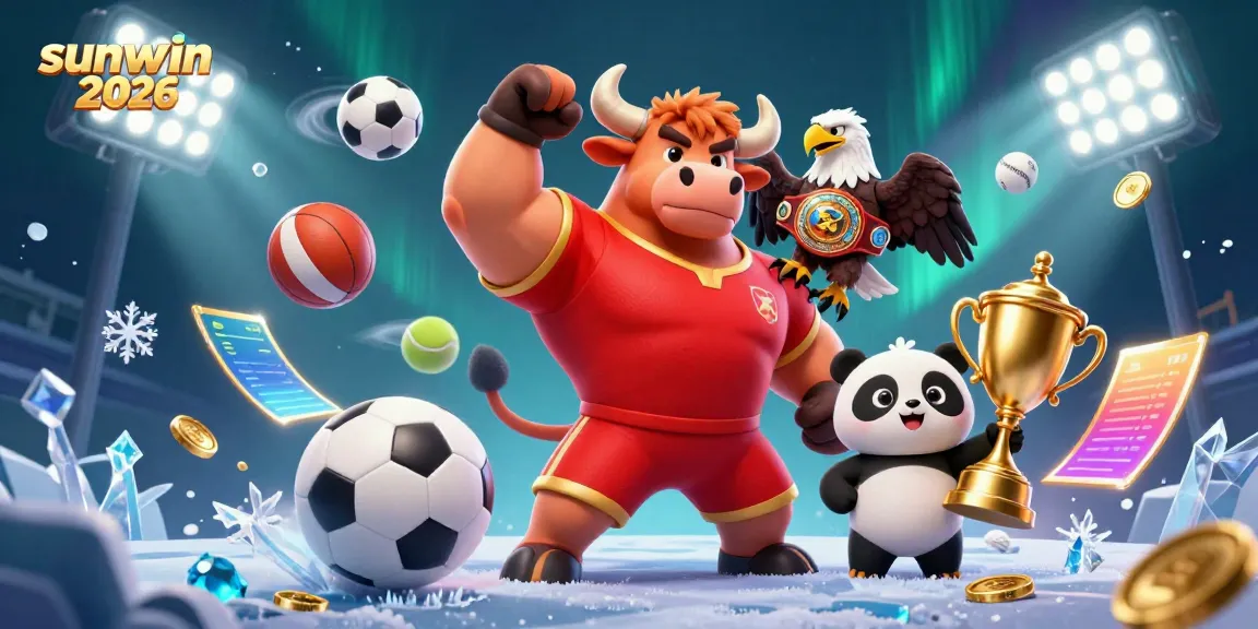 Experience thrilling victories and celebrate with sunwin 2026 in this vibrant casino scene featuring mascots and dynamic betting elements.