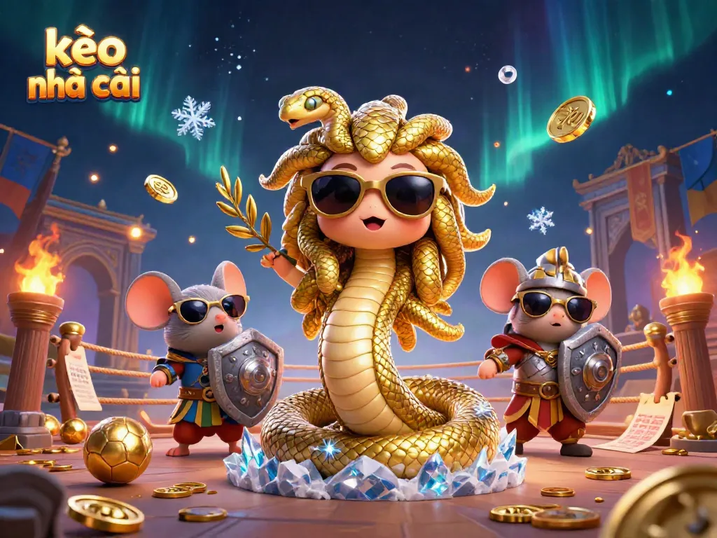 Engage in betting excitement with kèo nhà cái - a vibrant 3D illustration featuring sports elements and mythological characters.