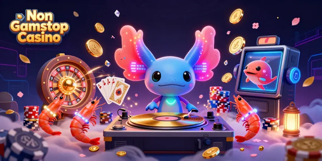 Experience the excitement of Non Gamstop Casino with vibrant animated characters and casino elements.