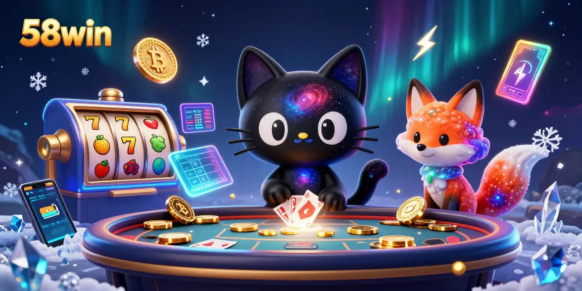 Engage with the thrilling world of 58win casino, featuring vibrant characters at a dynamic gaming table.