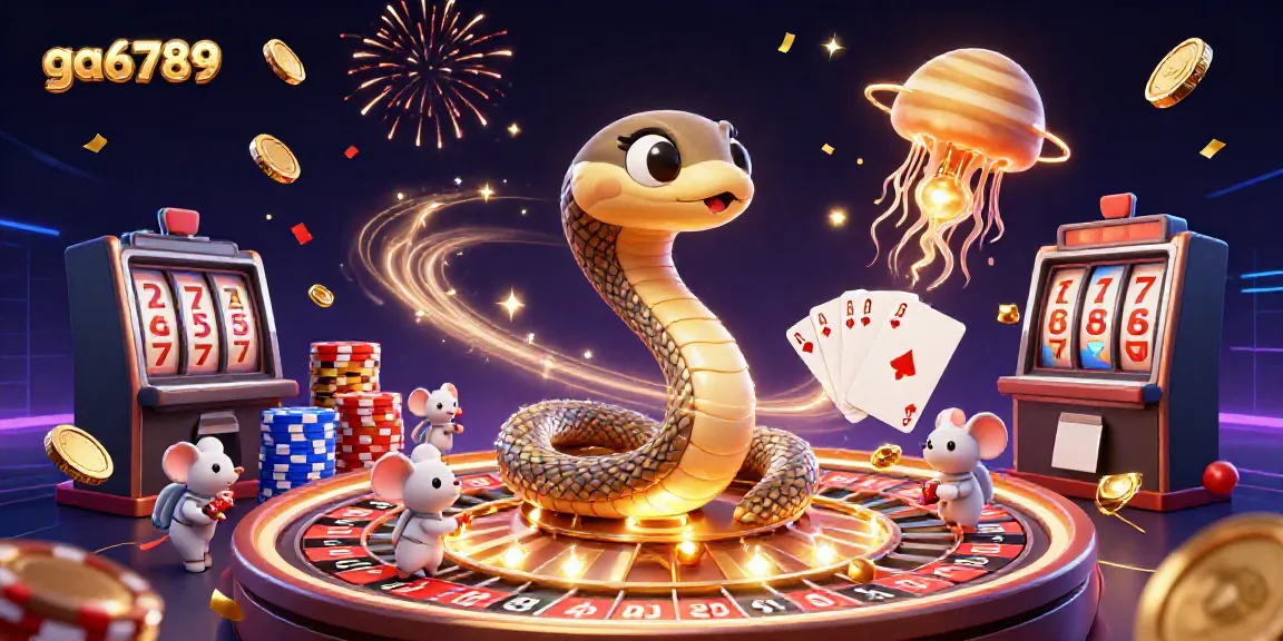 Engage in thrilling gameplay at ga6789 with cosmic casino elements featuring roulette wheels and betting mice.
