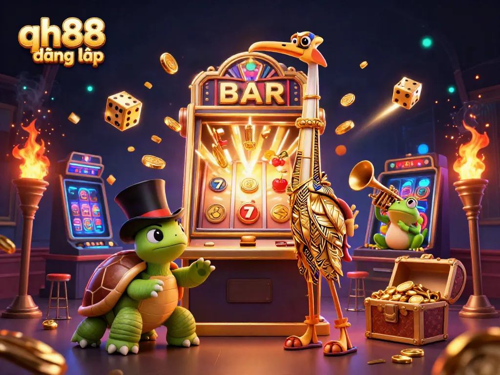 Experience vibrant gaming excitement with qh88 đăng nhập and colorful casino elements in a dynamic scene.