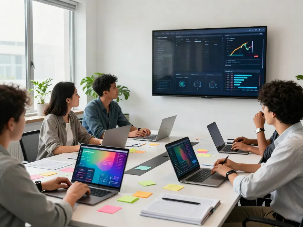 Team collaborating on Paid Ads Management strategy in a modern office.
