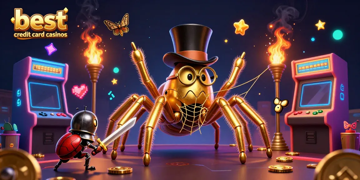 Engage with the best credit card casinos featuring whimsical characters in a colorful casino environment.