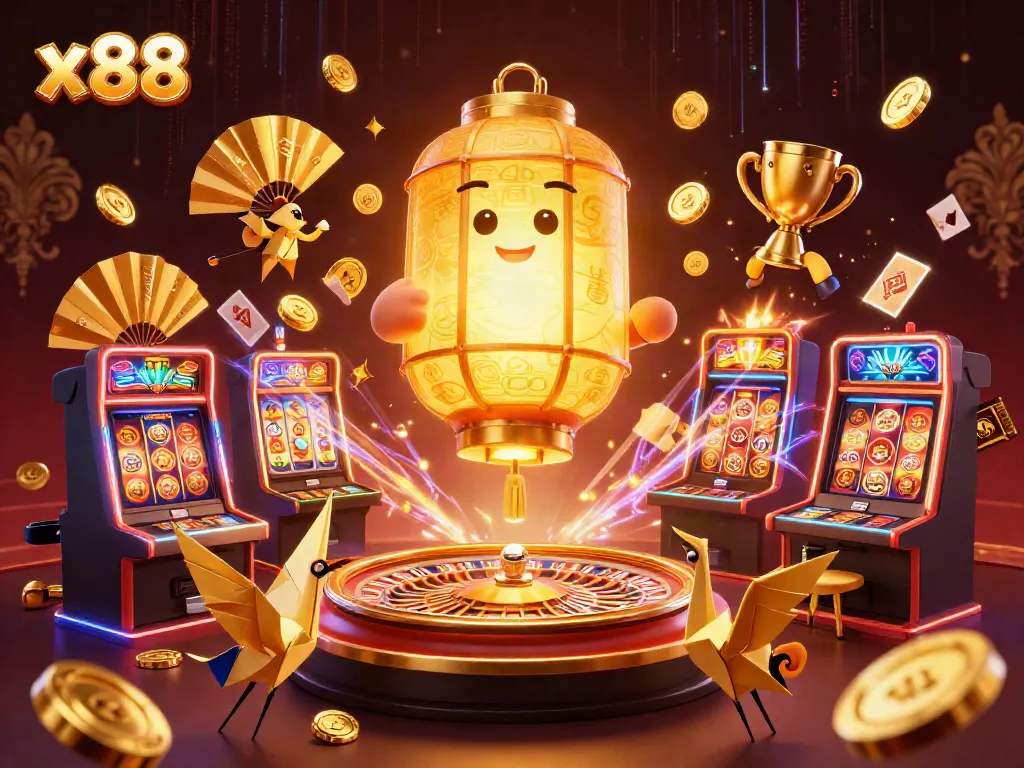 Engage in thrilling gaming action at x88 casino with vibrant characters and dynamic elements.
