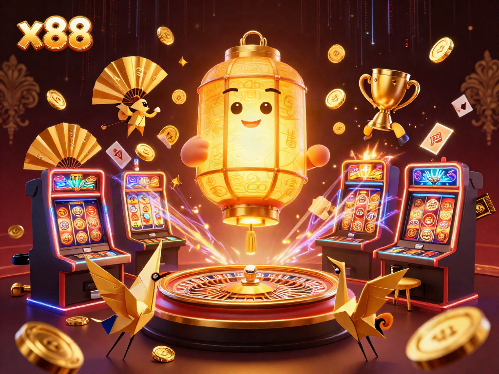 Engage in thrilling gaming action at x88 casino with vibrant characters and dynamic elements.
