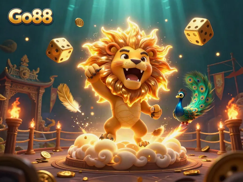Engage with Go88 in a vibrant 3D world of casino games and golden treasures.
