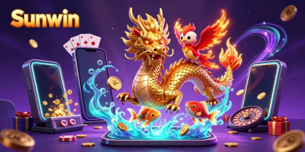 Engage in thrilling gameplay at Sunwin with vibrant casino elements and dynamic characters.