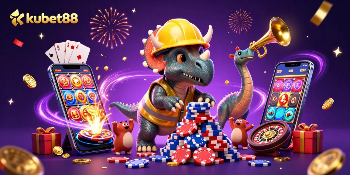 Experience thrilling gaming innovation with kubet88, featuring a dynamic casino illustration.