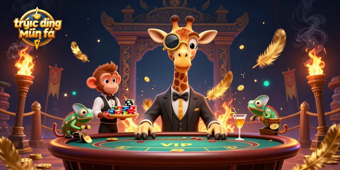 Experience trực tiếp bóng đá miễn phí with a vibrant 3D illustration featuring a high-roller giraffe and friends in a lively gambling scene.