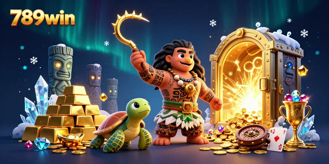 Experience thrilling gameplay with 789win's vibrant 3D casino illustration showcasing excitement and winnings.