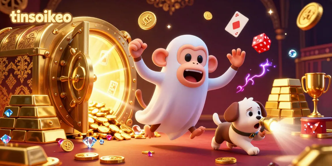 Experience thrilling gameplay with tinsoikeo's haunted casino featuring a mischievous monkey and a curious puppy.