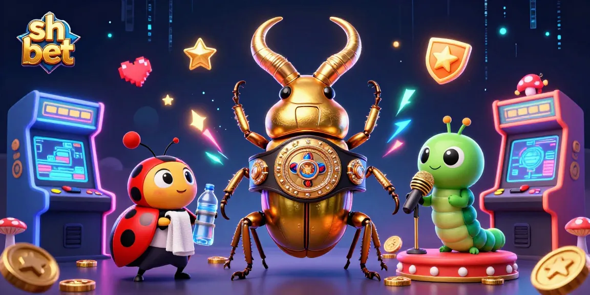Experience the exciting sh bet action with a vibrant 3D scene of a golden beetle and gameplay elements.