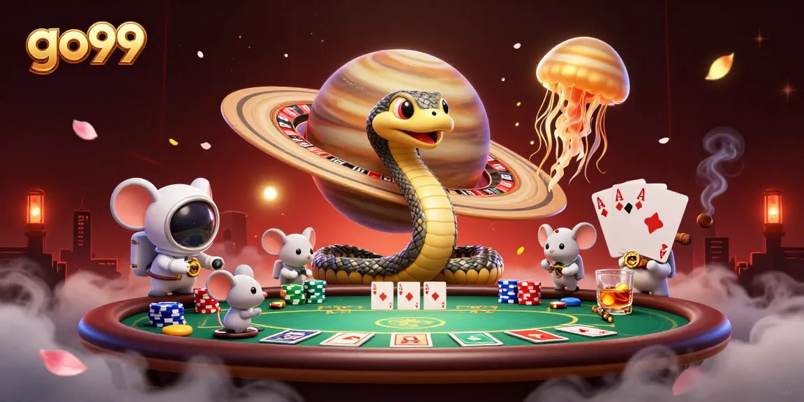 Place bets at go99's cosmic casino with Saturn ring snake and astronaut mice!