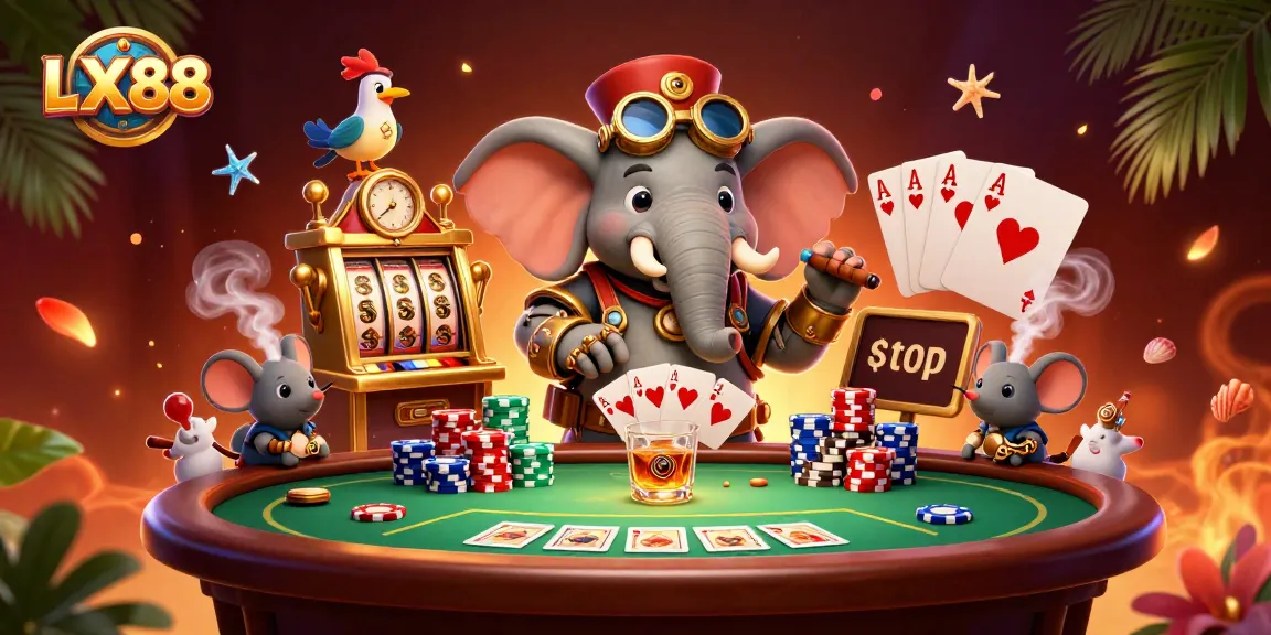 Experience the thrill of winning at LX88 with colorful poker elements and a dynamic casino scene.