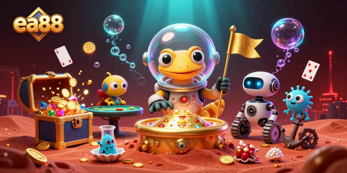 Experience winning thrills at ea88 with a vibrant 3D casino scene featuring colorful characters and casino elements.