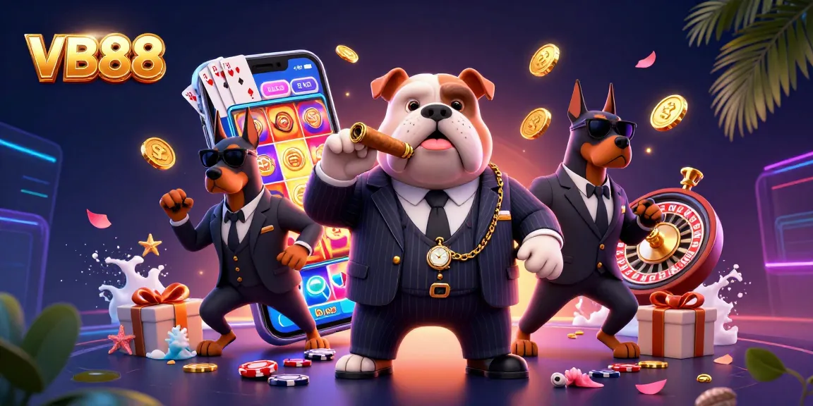 Experience thrilling gameplay with VB88 as cartoon mafia characters engage in dynamic casino action.