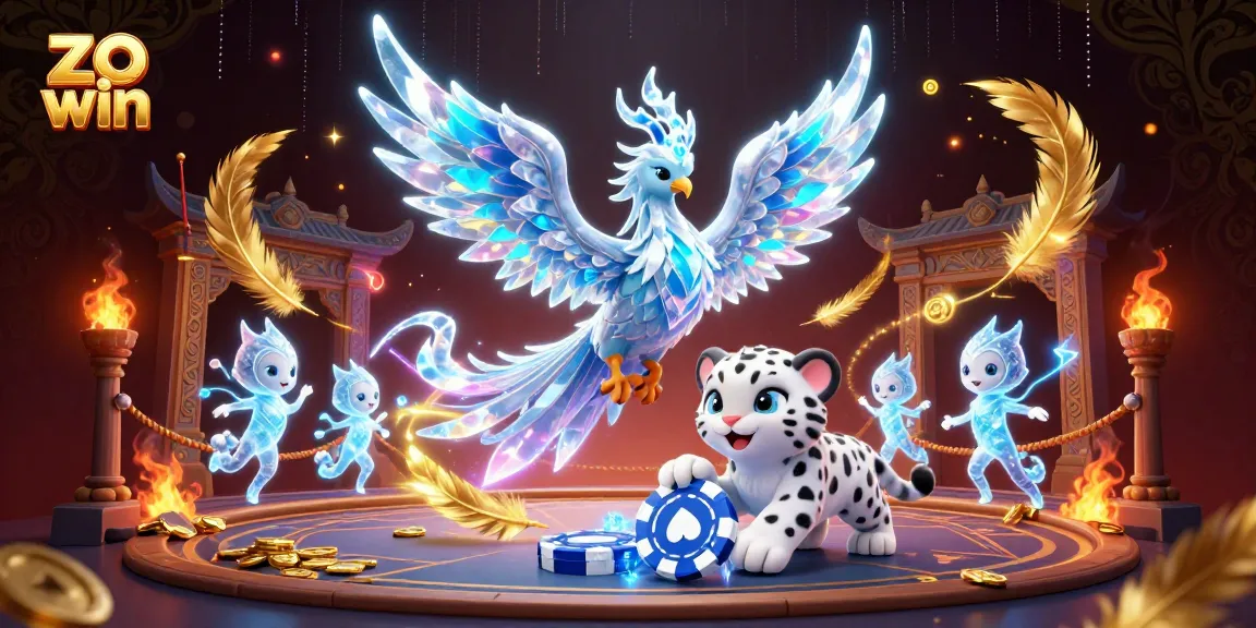 Spin the reels and win at zo win with vibrant ice creatures and casino elements in action.