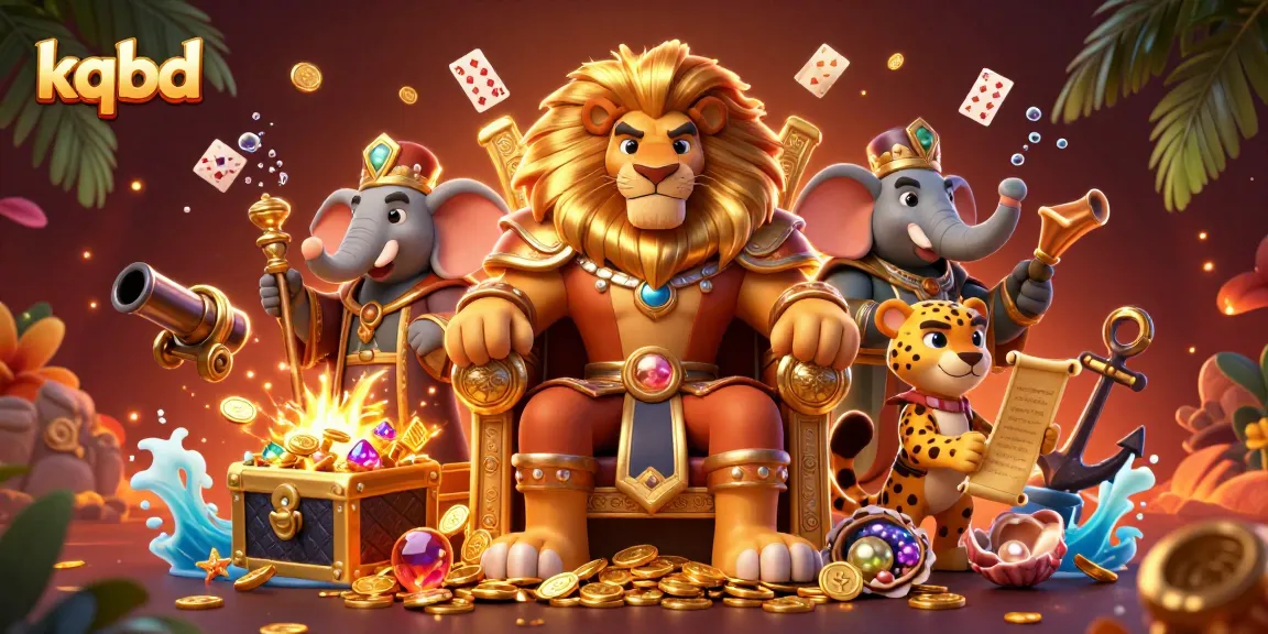 KQBD showcases a lion king in royal armor on a throne of coins, symbolizing sports betting wealth.