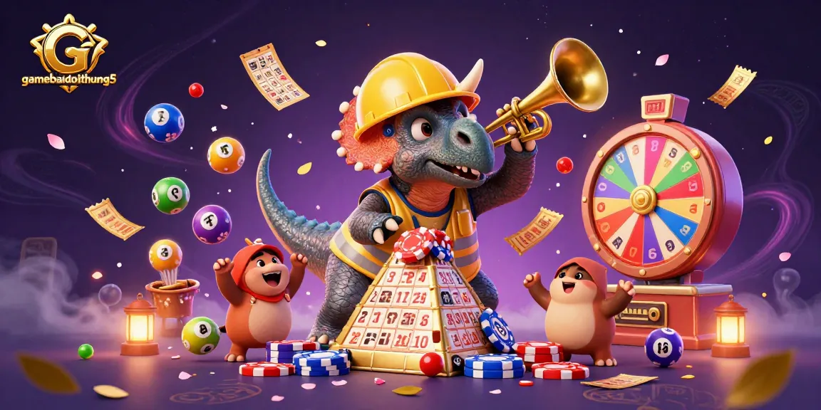 Experience thrilling fun at gamebaidoithuong5 with excited dinosaurs celebrating a jackpot win!