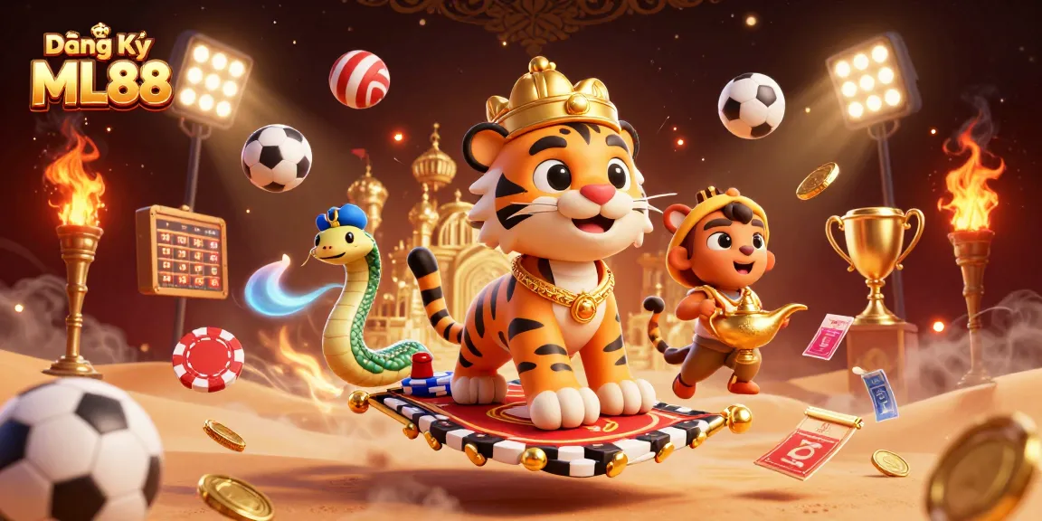Engage with Đăng Ký ML88 by observing the lively casino atmosphere filled with sports balls and golden elements.