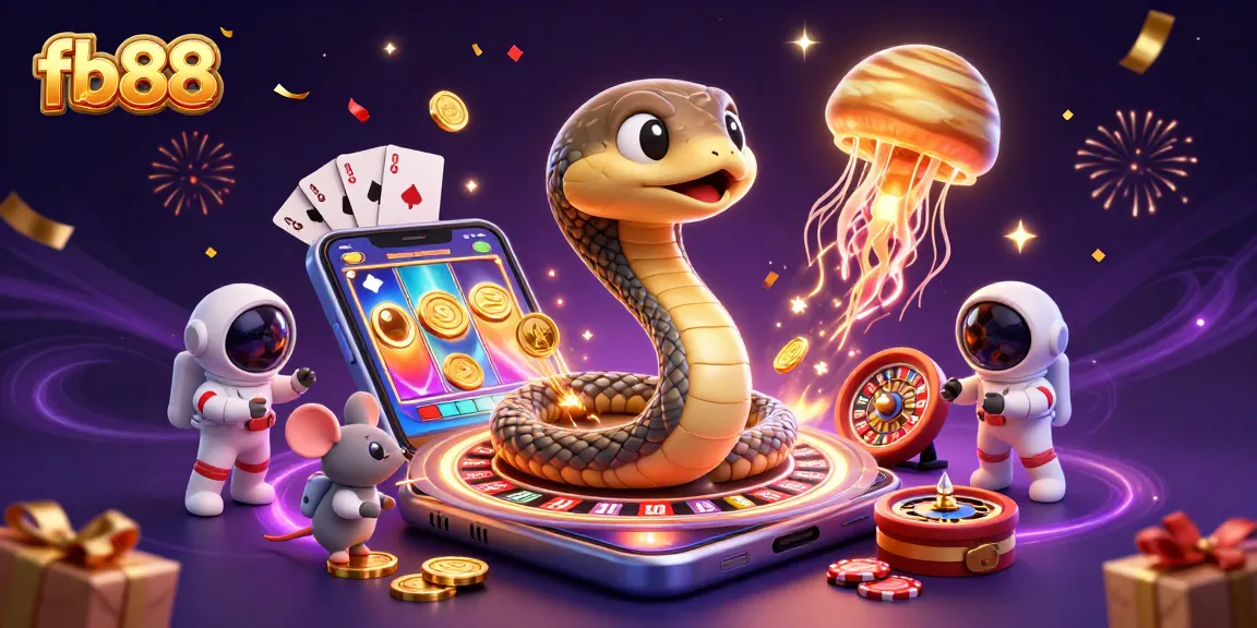 Bet on the fb88 casino with astronaut mice and a cosmic dealer in a vibrant scene.