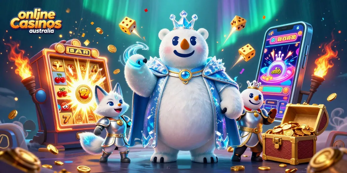 Experience thrilling adventures with online casinos Australia as the ice king polar bear and snow fox conquer big wins!